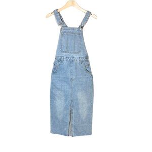 Do. womens overall denim dress size M light wash midi casual adjustable